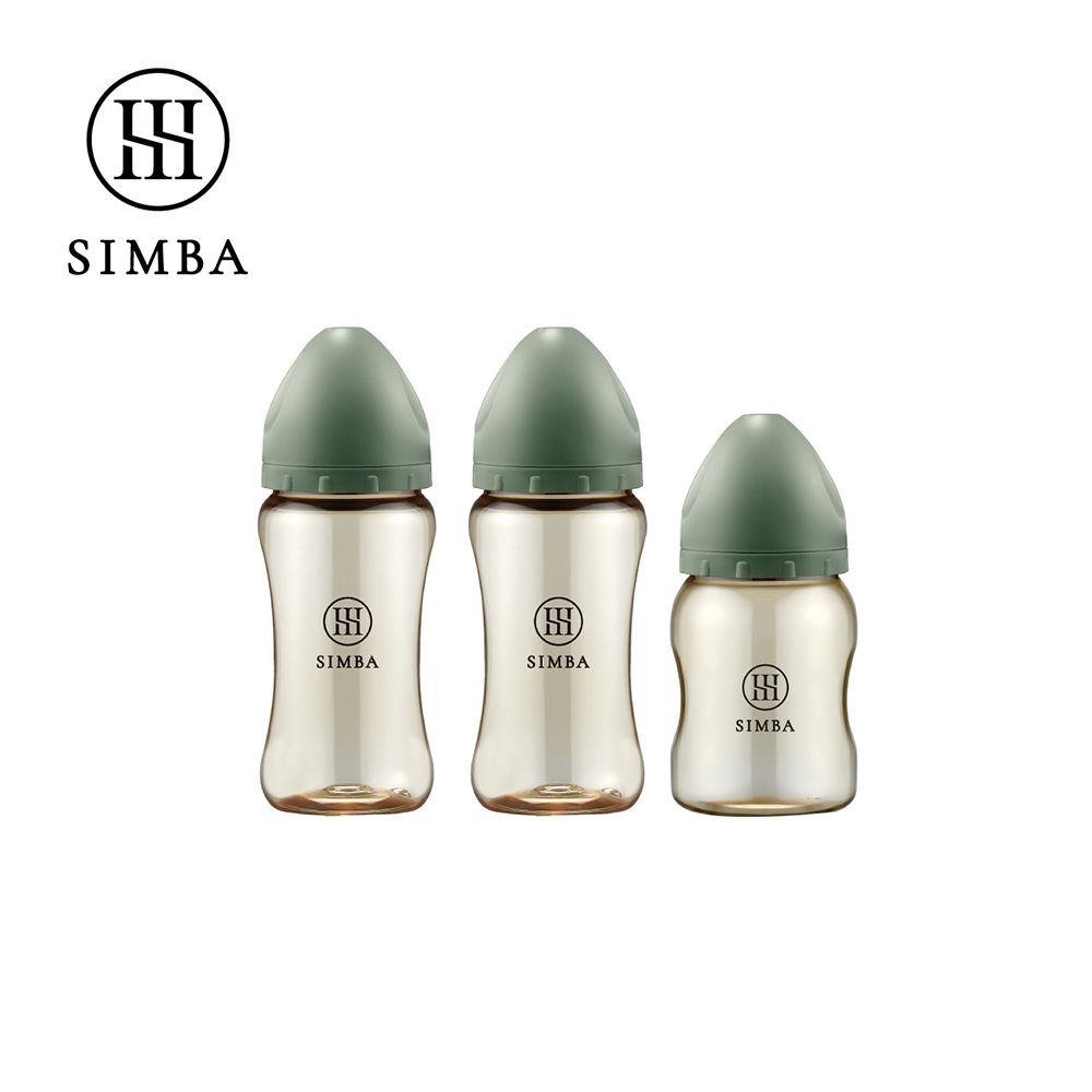 蘊蜜鉑金PPSU寬口防脹氣奶瓶輕奢組(2中1小)-新生適用-治綠