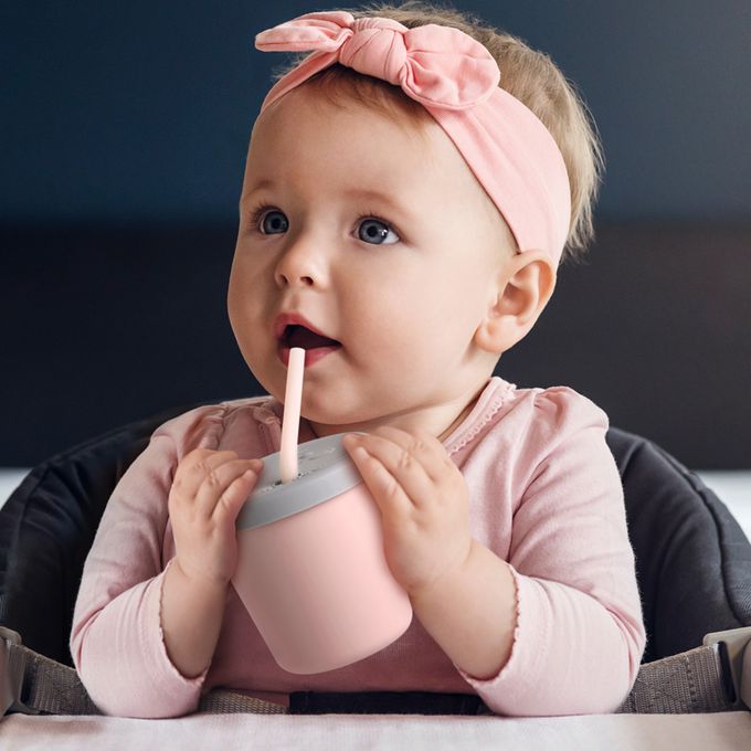 紐西蘭 HaaKaa - 矽膠河馬吸管水杯-橘色-150ml