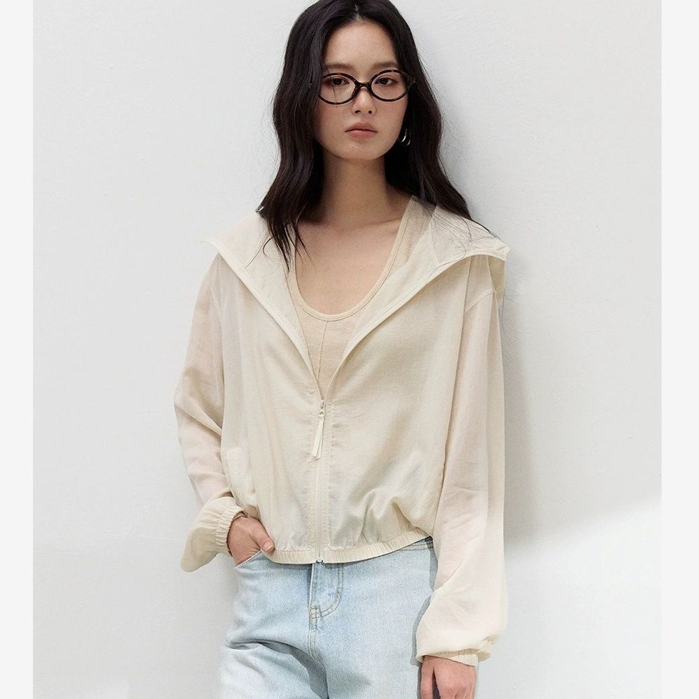 極簡慵懶天絲亞麻輕盈呼吸連帽外套-胚米