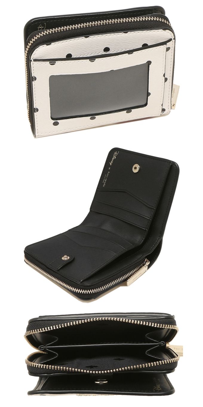 kate spade - 迪士尼聯名皮革短夾-黑白