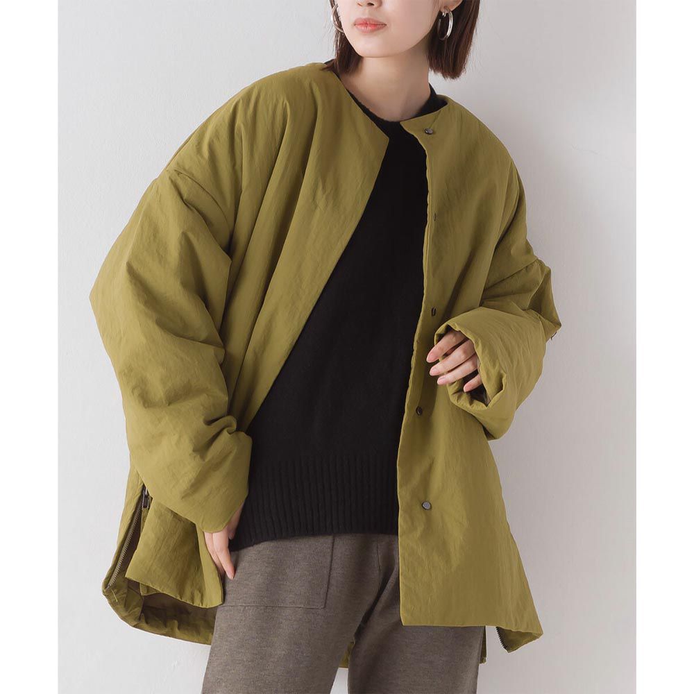 日本 OMNES - [撥水加工] 休閒百搭鋪棉外套-淺軍綠