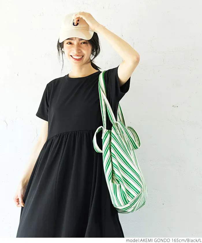 日本 COCA - 簡約百搭短袖收腰洋裝-白