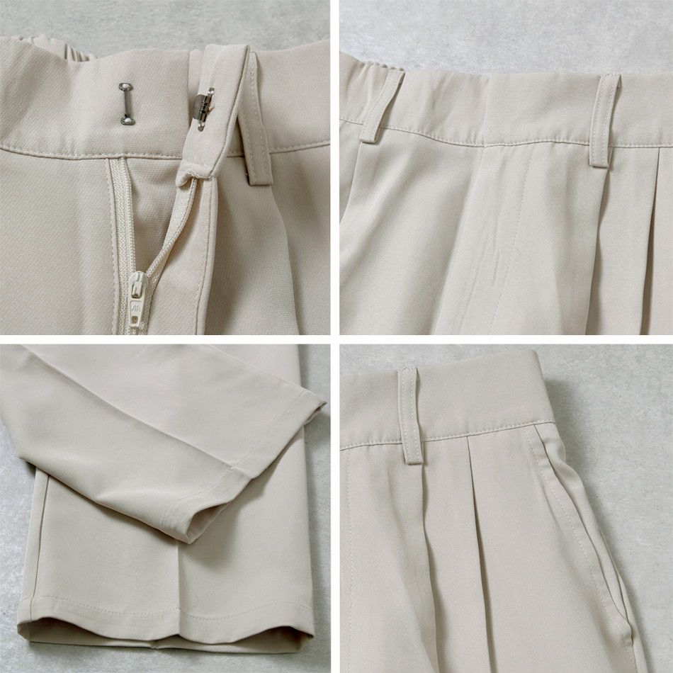 日本 Rejoule - 百搭修身打褶西裝褲-時尚黑