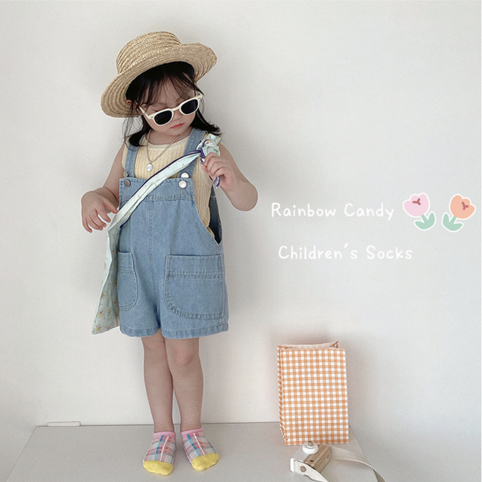 love, charlotte - 繽紛花朵櫻桃網眼隱形棉襪-5 雙一組