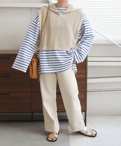 日本 Bou Jeloud - 拉鍊翻領針織背心-黑