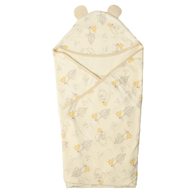 akachan honpo - 小耳朵包巾-復古小熊維尼-淺卡其色 (長83cm x 寬83cm)