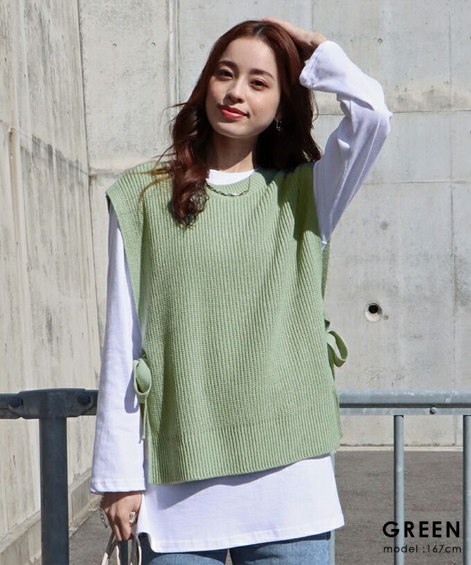 日本 BLUE EAST - 柔軟文藝綁帶針織背心-可可