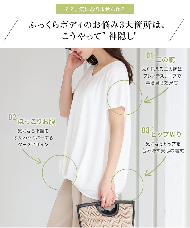 日本 Kobe Lettuce - 360度神隱顯瘦V領短袖上衣-白