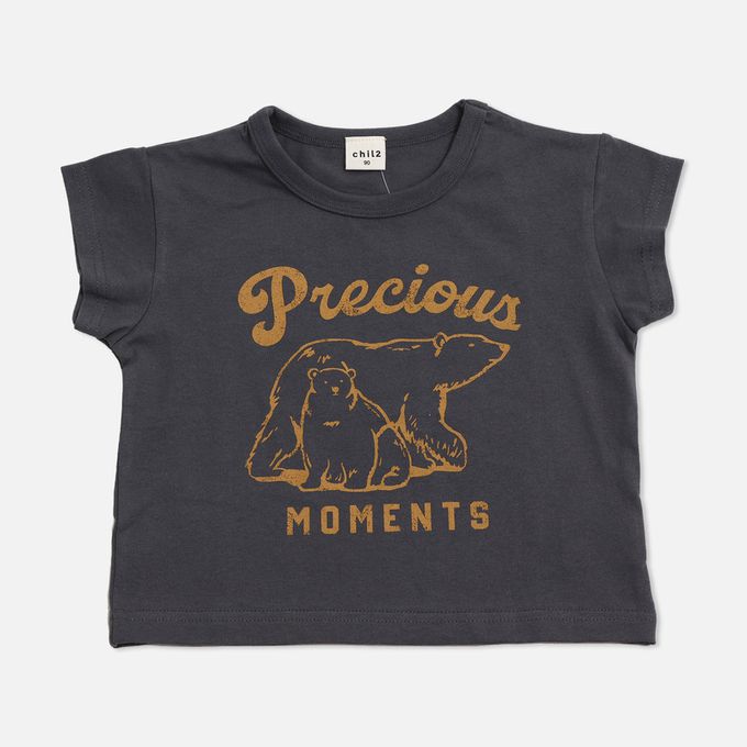 日本 Chil2 - 100%棉 定番印花短袖上衣-露營車-亮橘