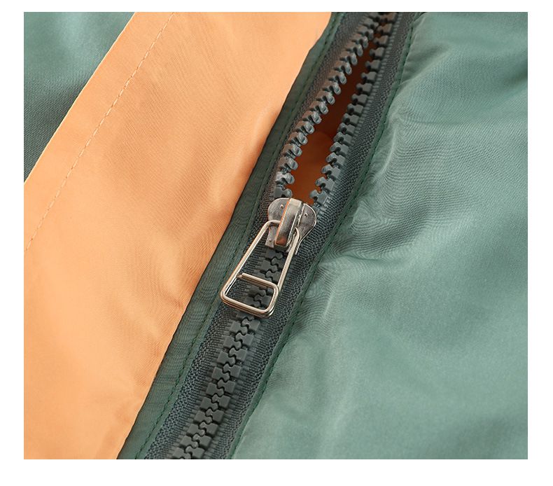 加厚連帽拼色羽絨外套-橘+綠