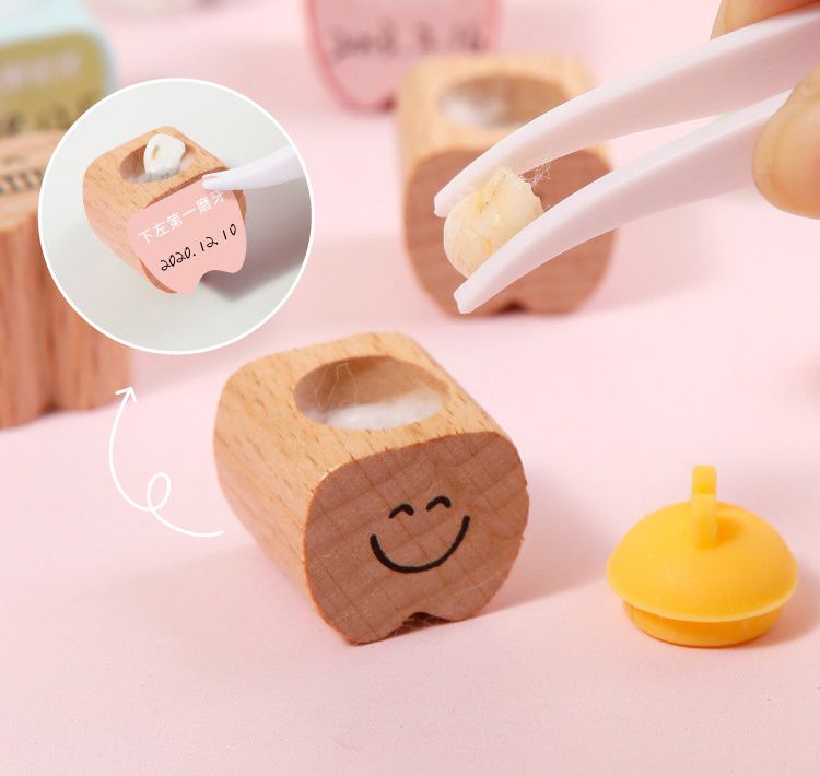 寶寶乳牙收藏盒-小象木質牙-黃色 (16x20cm)