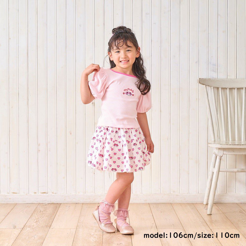 日本 ma lalumiere store - 三麗鷗聯名 甜美愛心印花褲裙-美樂蒂-粉紅