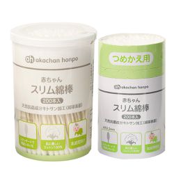 akachan honpo - 嬰幼兒用細軸棉花棒-附補充包