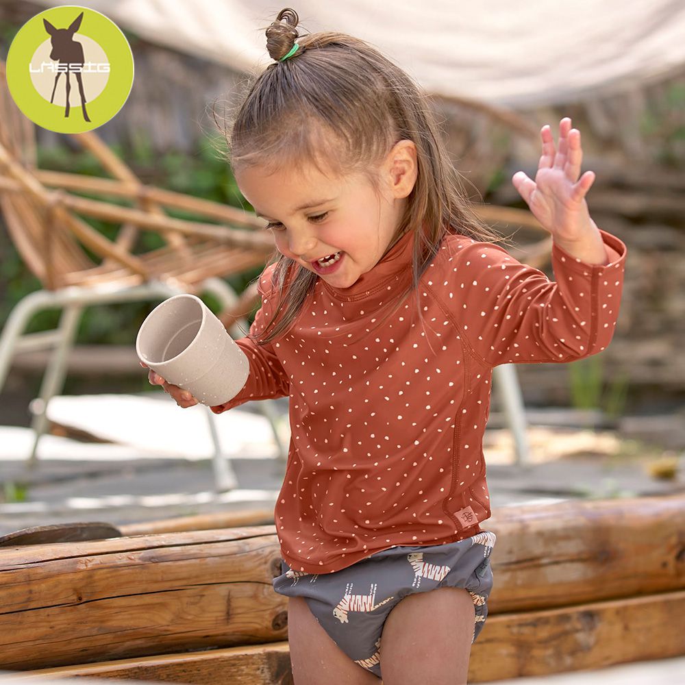 德國 Lassig - 嬰幼兒抗UV長袖泳裝上衣-灰大象