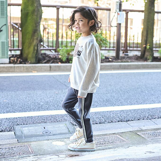 日本 b-ROOM - 側邊線條運動風束口長褲-銀灰