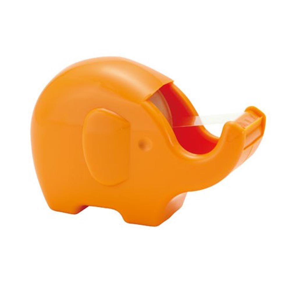 日本製 繽紛安全膠帶切割台(含透明膠帶*1個)-大象-陽光橘-膠帶規格(15mm適用)