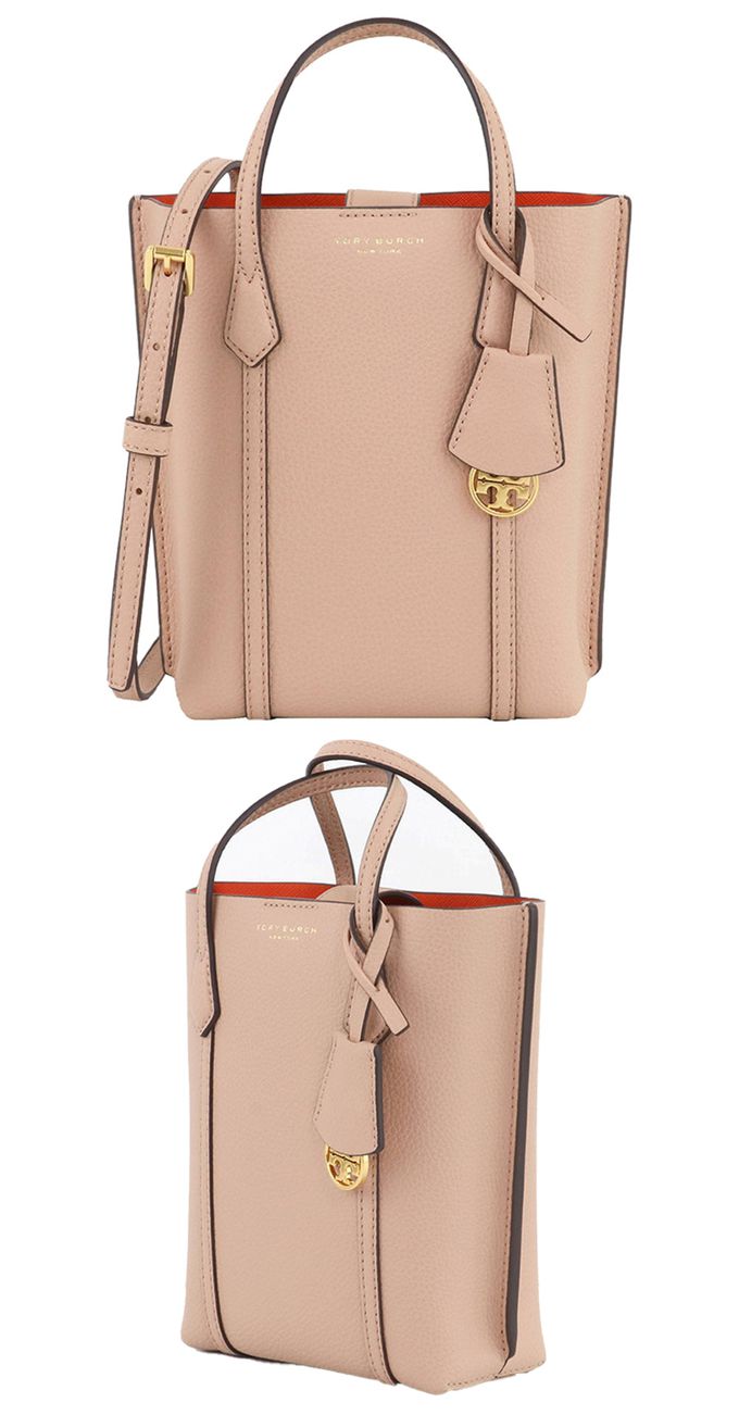 TORY BURCH - 素面皮革肩背托特包 (粉)