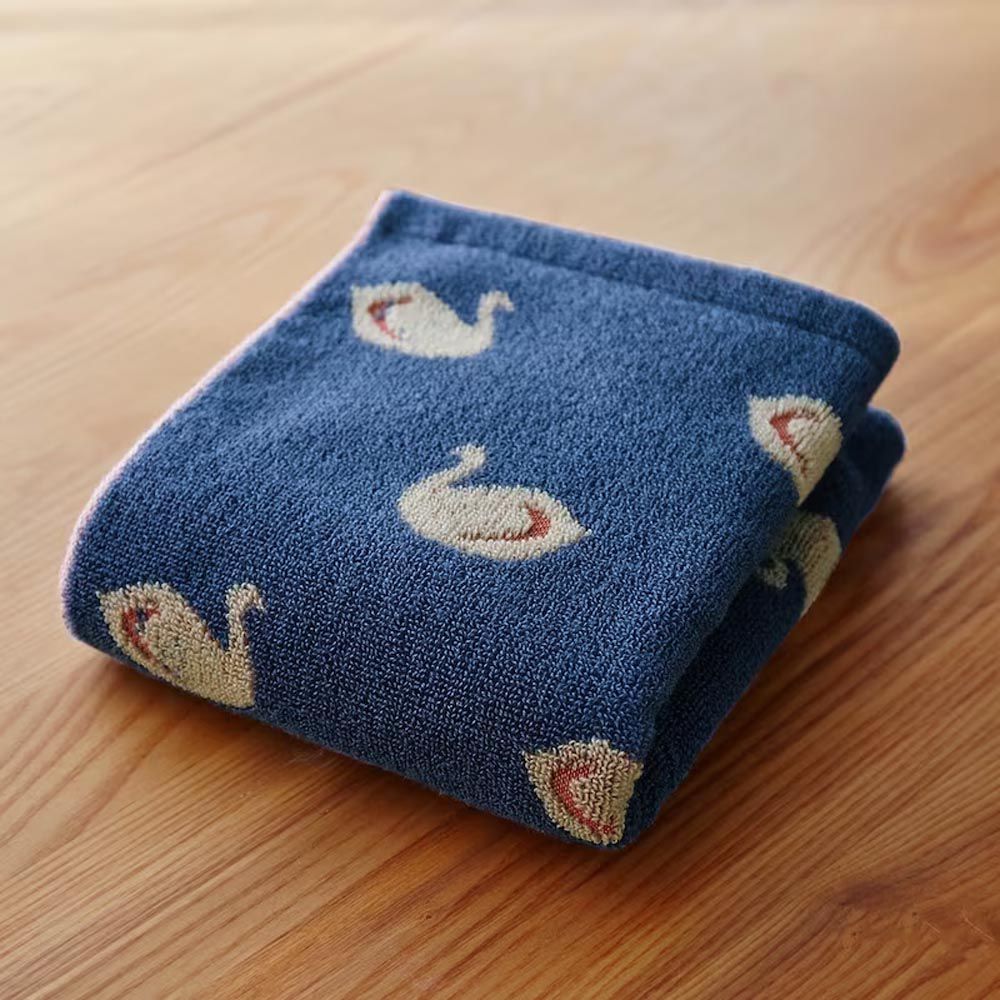 日本千趣會 - 北歐風 吸水速乾毛巾-優雅天鵝-深海藍 (34×80cm)