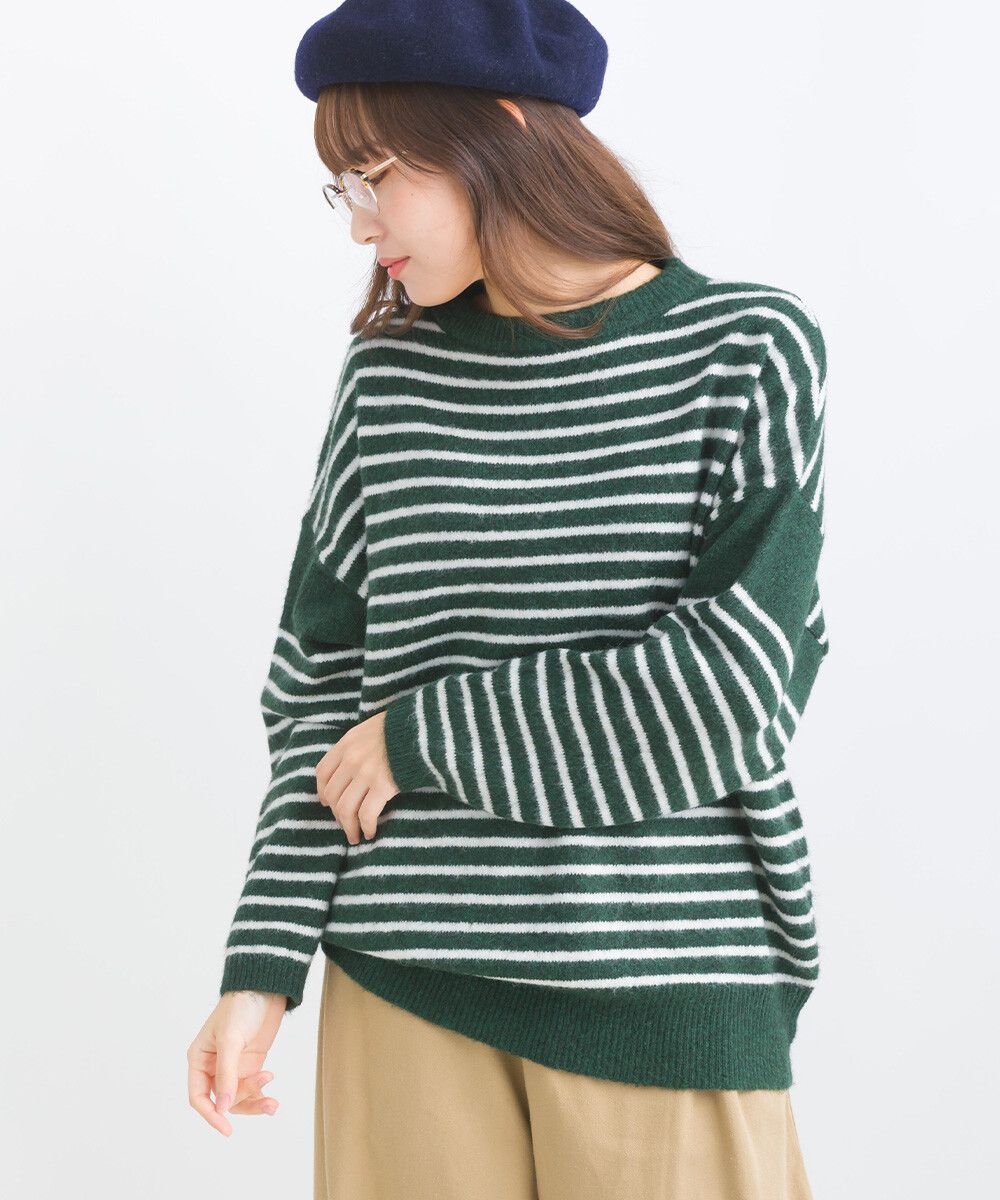 日本女裝代購 - 定番文青感條紋針織上衣-黃