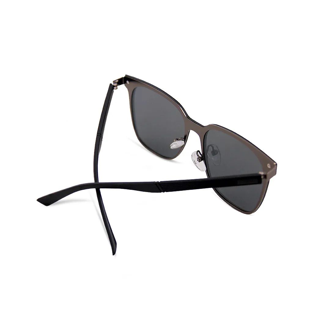 ALEGANT - 輕奢木槿黑鑲嵌茶晶柱槍灰金屬方框偏光墨鏡│UV400太陽眼鏡