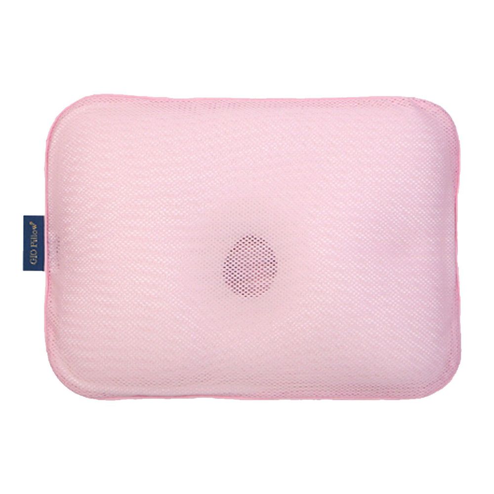 韓國 GIO Pillow - 超透氣護頭型嬰兒枕/防扁頭枕/防蟎枕-單枕套組-粉色