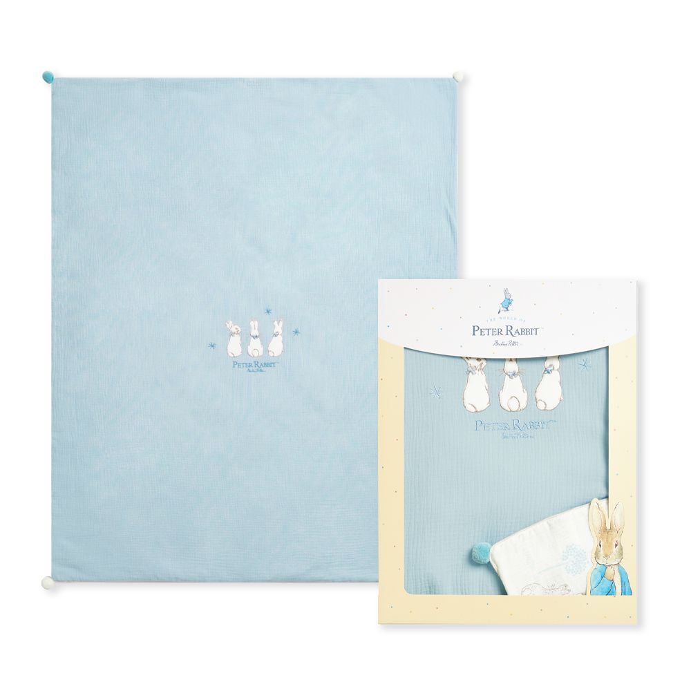 比得兔天絲泡泡紗冬夏兩用被禮盒 105x135cm(寶寶新生兒禮 滿月禮 彌月禮 嬰兒禮盒 四季被)-水綠色