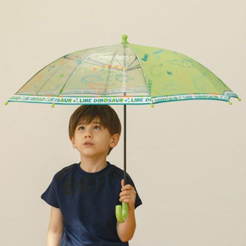 童趣透明窗耐風兒童直傘-恐龍集合-綠 (45cm)