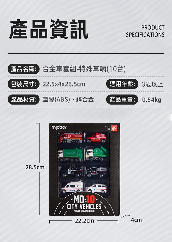 MiDeer - 合金車套組-特殊車輛(10台)