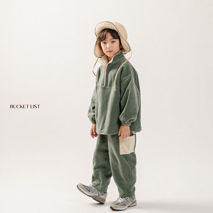 韓國 BUCKET LIST - (兩件式)簡單休閒搖粒絨套裝-玫瑰粉