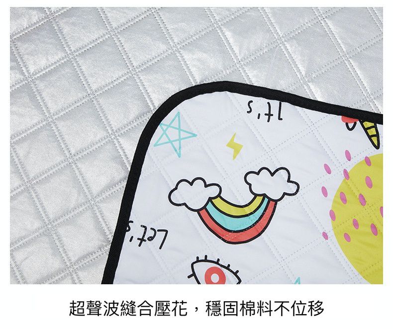 防潑水加厚便攜沙灘野餐墊(可機洗)-快樂星球-白色 (200x145cm)