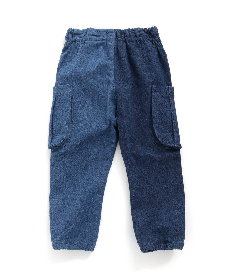 日本 BREEZE - 裏起毛工裝休閒長褲-丹寧藍