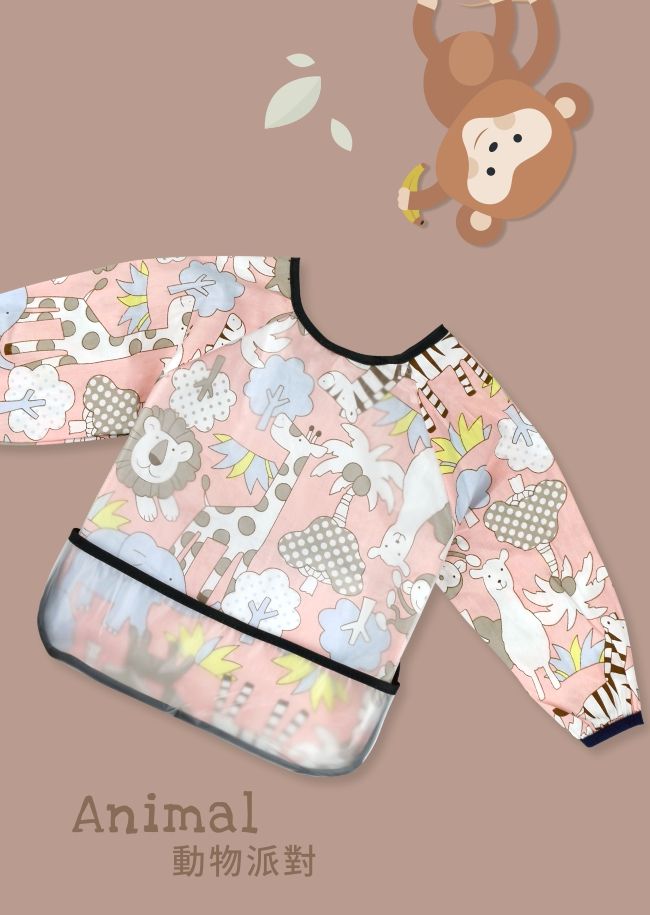 PUKU 藍色企鵝 - 長袖立體防水圍兜衣-夢幻城堡