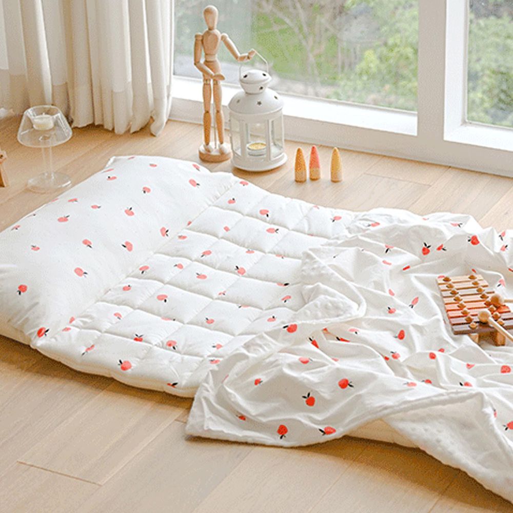 韓國 Formongde - (升級版)5cm厚墊雙面用睡袋/寢具(附收納袋)-*此花色售完不補-愛心蘋果