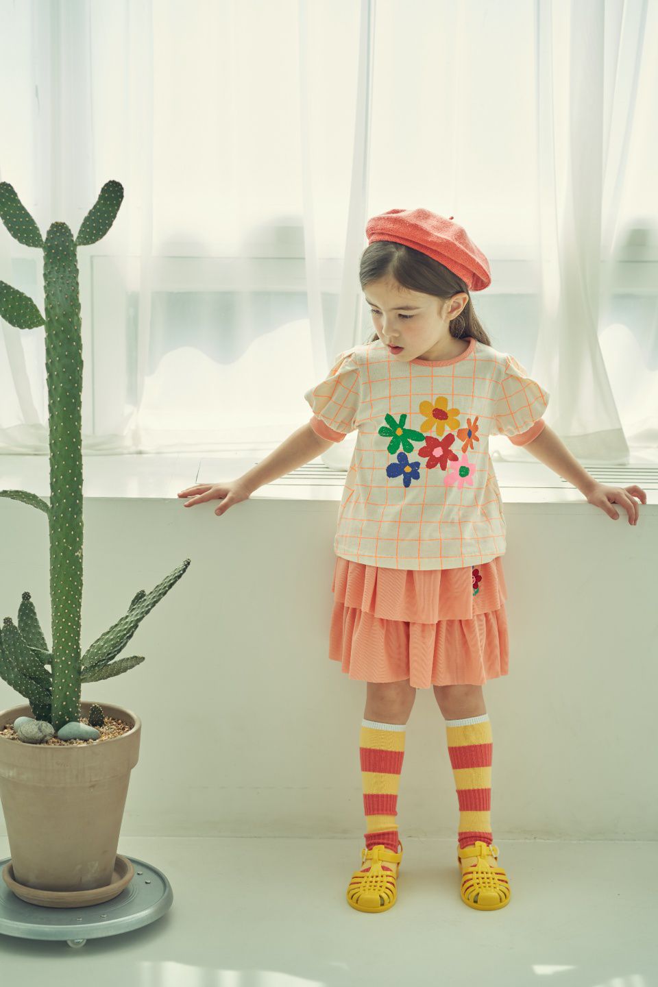 韓國 Mimico - 微笑花朵蛋糕褲裙-粉紅