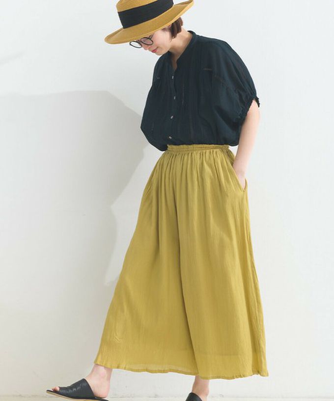 日本 Lupilien - 100%印度棉 輕盈飄逸寬褲-灰軍綠