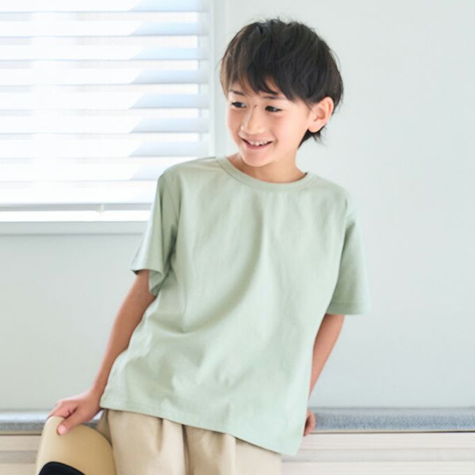 日本 petit main - 100%棉 清新印花短袖上衣-後背塗鴉風景-灰藍