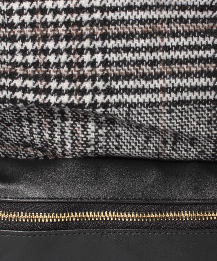 日本 Legato Largo - 千鳥格紋拼皮後背包 10POCKET-NV海軍藍 (40x27.5x12cm)