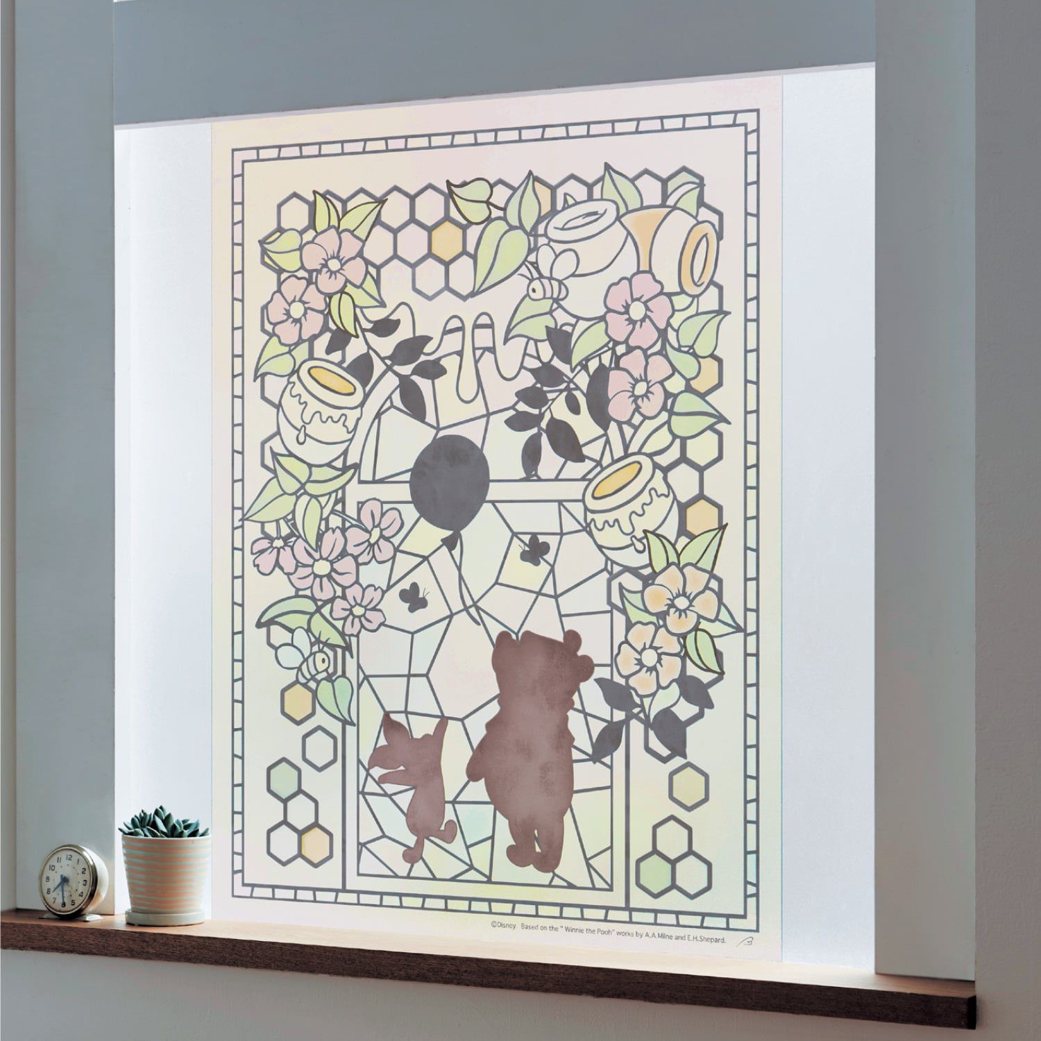 日本千趣會 - 迪士尼 日本製 90%抗UV光影窗貼(靜電式)-小熊維尼 (92×90cm)