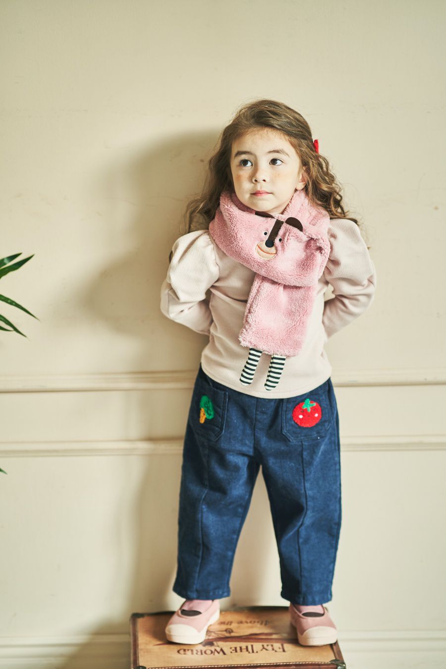 韓國 Mimico - 絨毛動物圍巾-粉紅