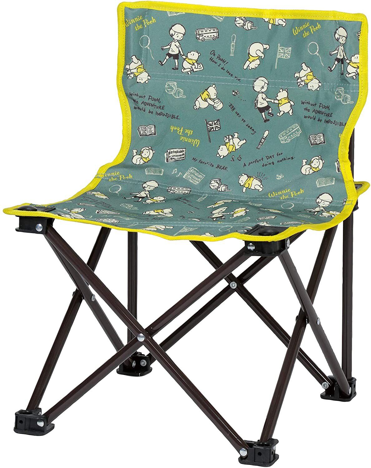 日本 Pearl 金屬 - 迪士尼 輕巧摺疊椅-維尼-綠X黃 (耐重60kg)