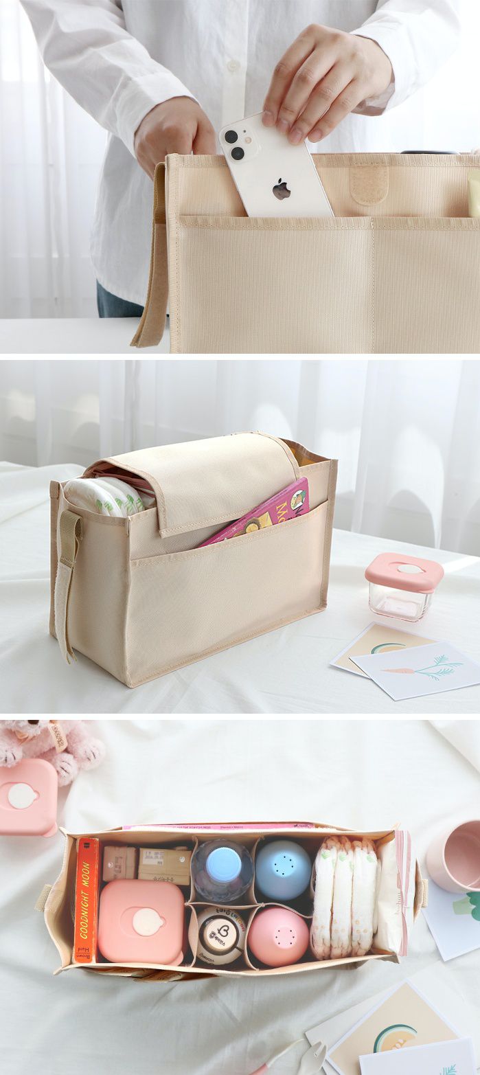 韓國 Conitale - 多功能包中包/推車置物袋-杏 (Ｌ[33X20X15cm])