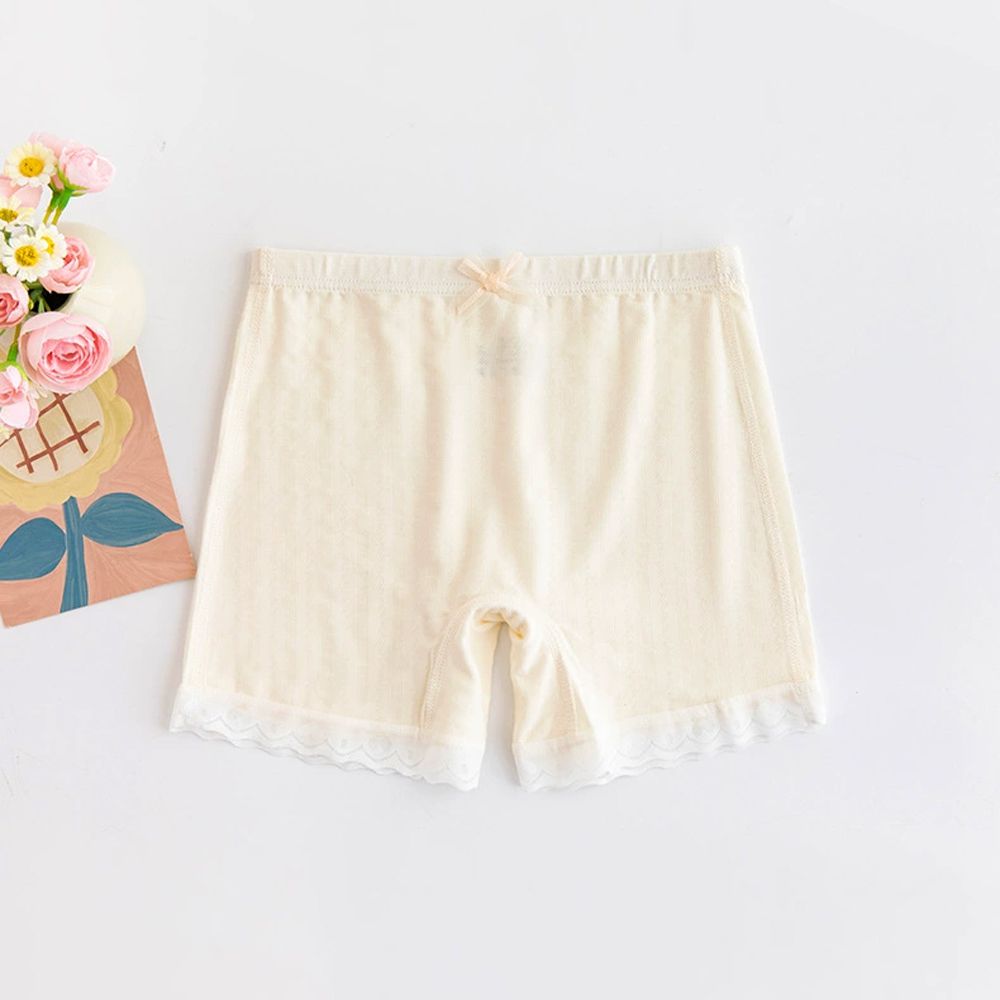 莫代爾三分內搭褲/安全褲-蝴蝶結-杏色