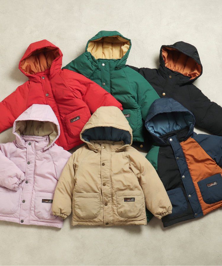 日本 BREEZE - 鋪棉保暖連帽外套-異色拼接-綠x藍