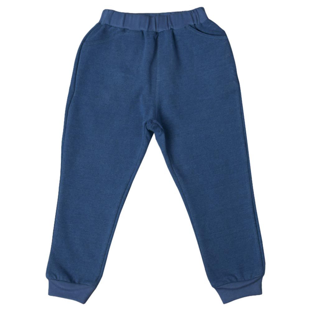 akachan honpo - 10分經典褲-毛圈內裡 寬鬆合身款-藍色