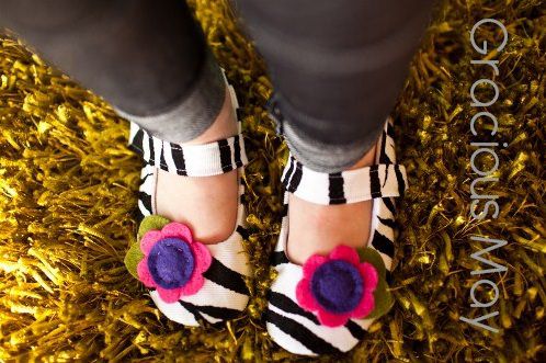 美國 Gracious May - 純手工嬰兒鞋/寶寶鞋/學步鞋-斑馬線條 瑪莉珍鞋