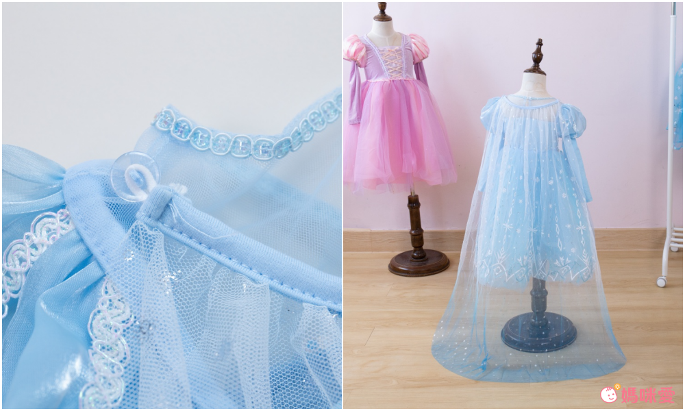 閃亮冰雪女王長袖洋裝-藍色