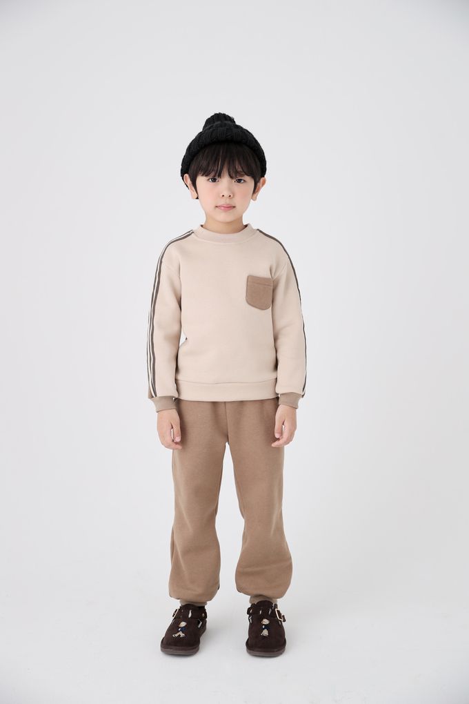 韓國 Coco Bang - (兩件式)肩膀線條拼色長袖套裝-灰X深灰