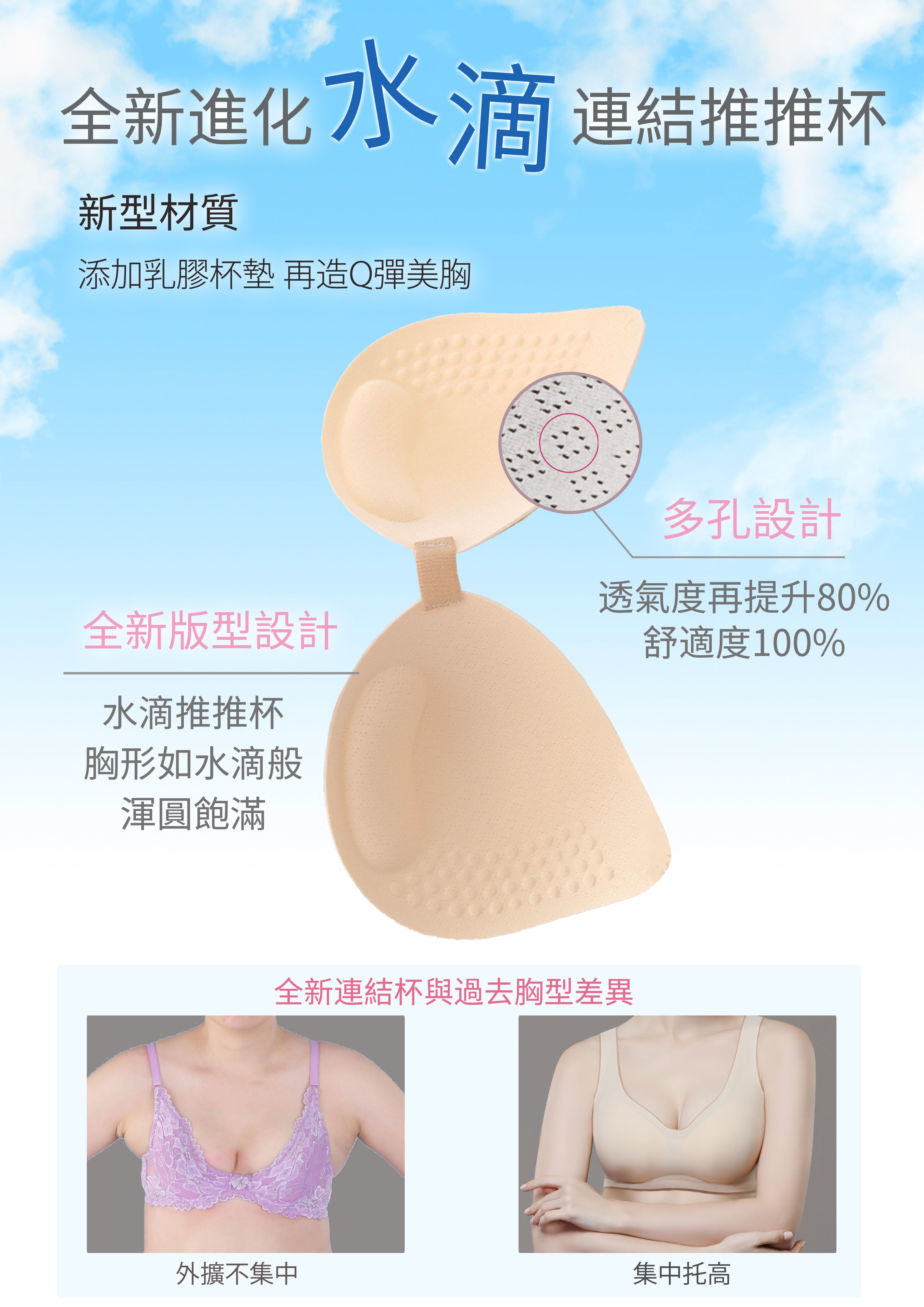 香茉 CHANMODE - 經典連結水滴杯撞色美胸內衣-經典黑-內衣款-經典黑-內衣x1件