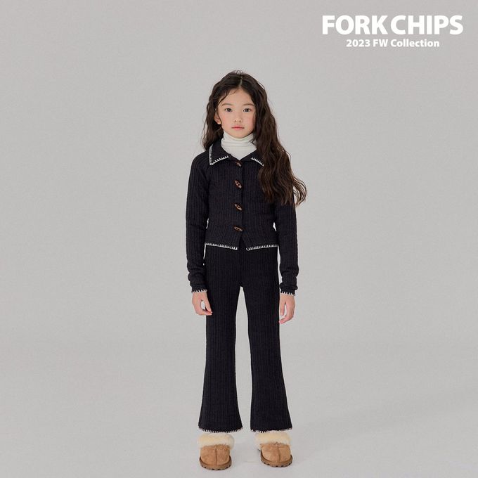韓國 FORK CHIPS - 編織感牛角釦針織外套-黑