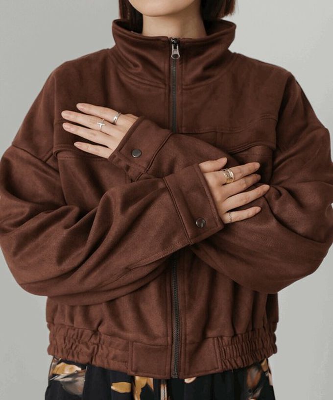 日本 Bab - 麂皮感立領率性口袋俐落外套-黑